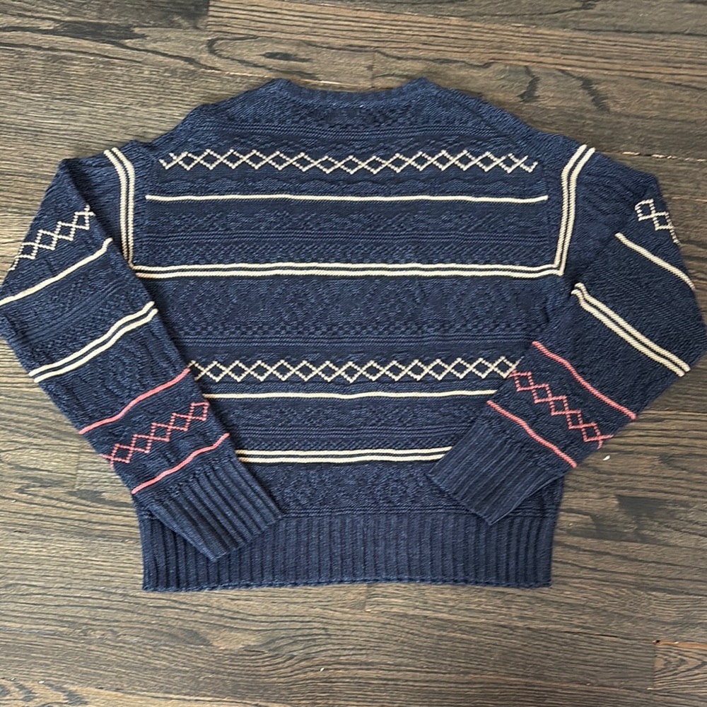Navy Blue Patterned Men's Sweater by 18 East MFG.  ( Made in Italy- size Large) - Picture 5 of 5